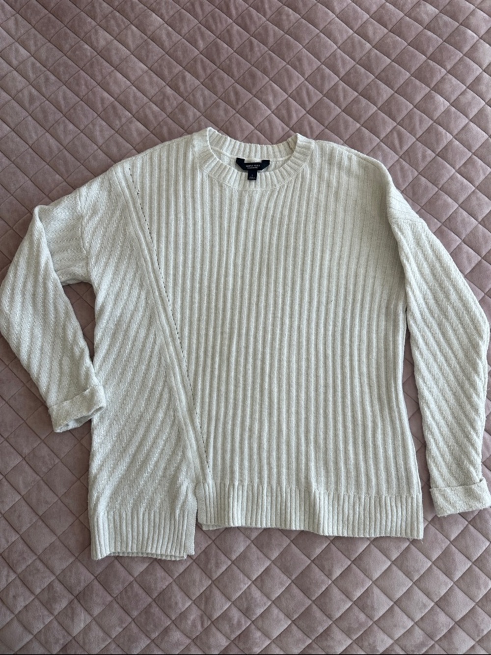 Ribbed Crewneck Sweater in whitish silver